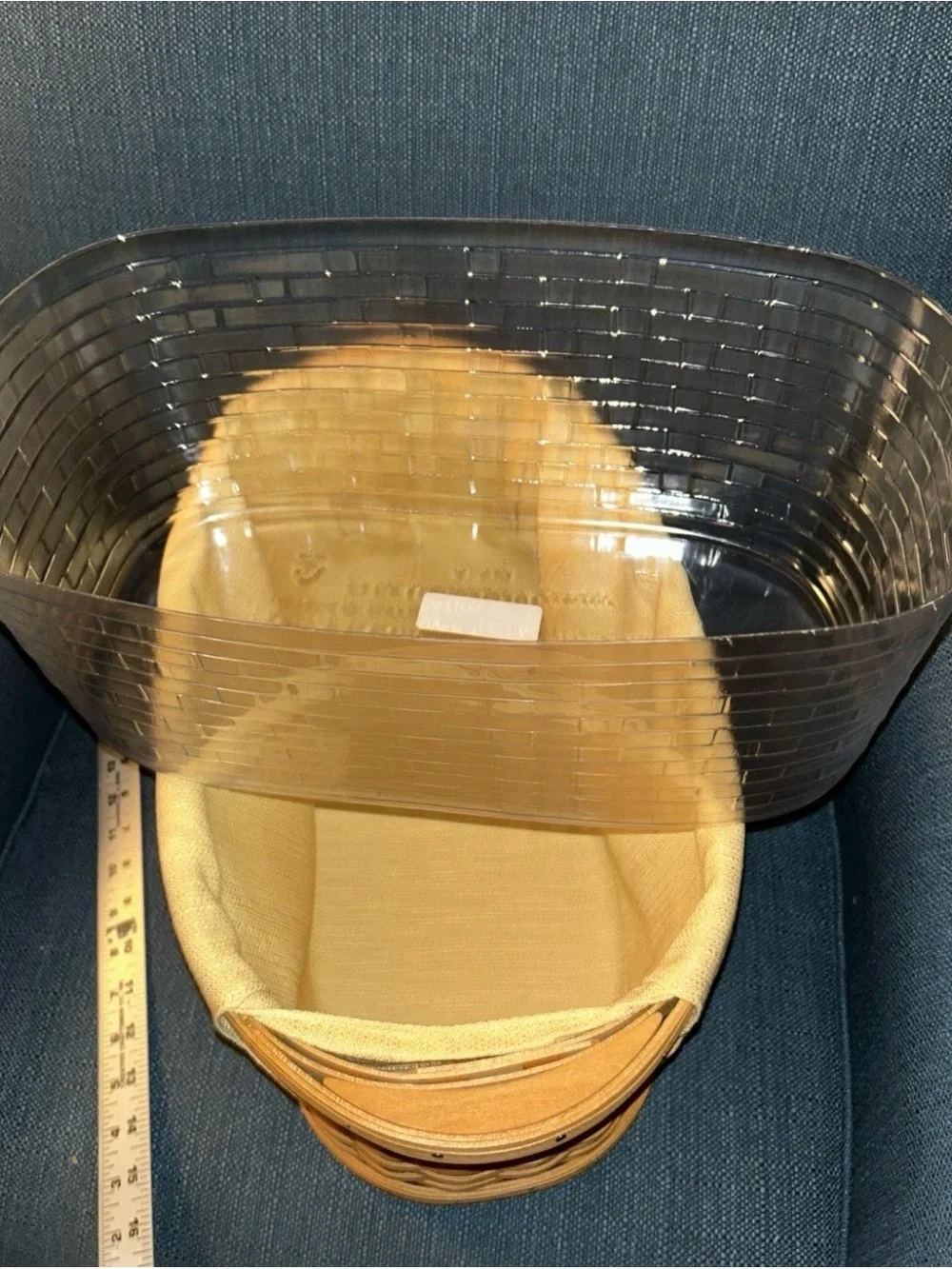 Longaberger 2002 Sm Work Load Basket w/ WoodCrafts Lid, 2 Liners and Protector